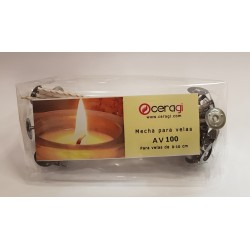 Mecha encerada con soporte metálico 8-10cm (50u) | Ceragi