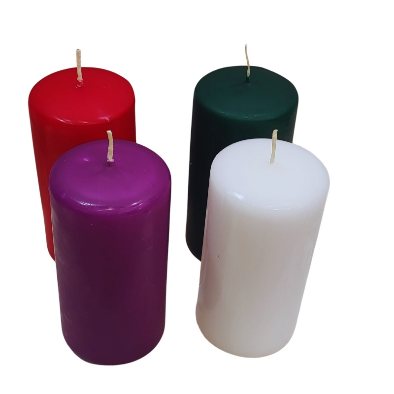 Klocke Kerzen, Velas de Adviento con patrón dorado, 2 unidades, acabado  rústico, velas de cirio, corona de Navidad y corona de Adviento (melocotón,  altura: 11 cm, diámetro: 6 cm, 2 unidades) 